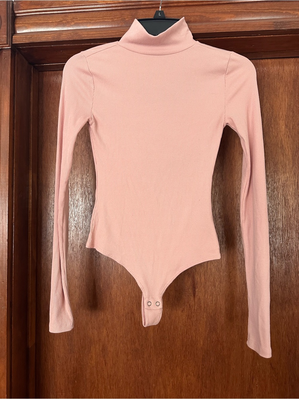 SO Pink Ribbed Long Sleeve Turtleneck Bodysuit